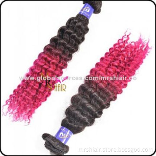 24-inch Omber Color Indian Curly Remy Hair Weaves